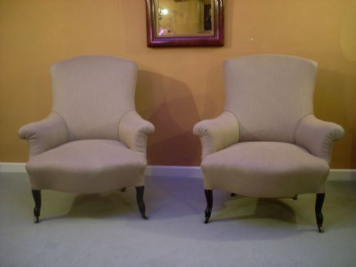 A Pair of French Upholstered Open Armchairs