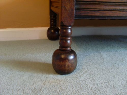 fig 1. A Victorian oak ball foot long stool