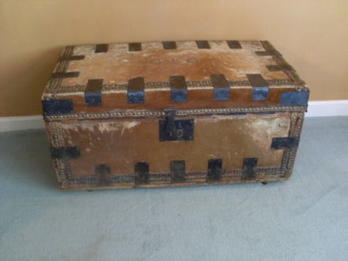 An 18thc Leather Covered Travelling Trunk
