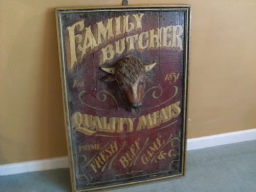 An Antique Painted Butchers Sign