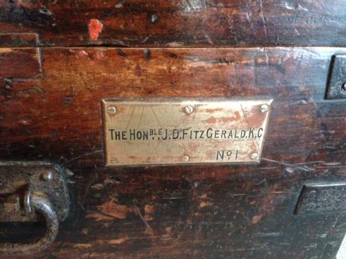 fig 1. An antique teak campaign trunk or bullion trunk