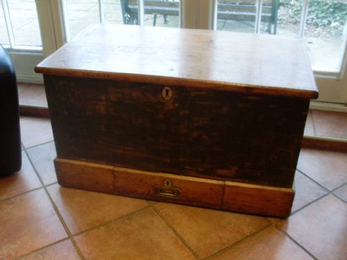 A 19thc Mule Chest Trunk with Secret Compartments