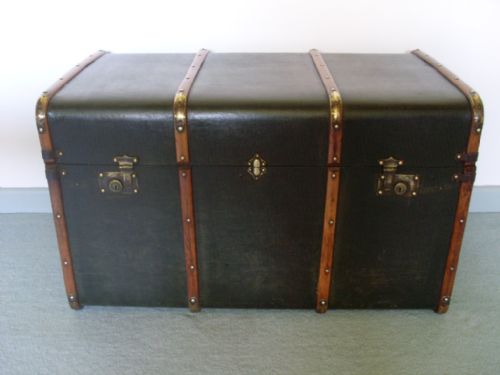 A Faux Leather Covered Travelling Trunk
