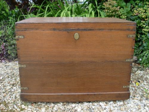 A 19thc Oak Brass Bound Trunk Coffee Table