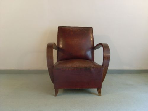 A 1930'S French Leather Art Deco Chair