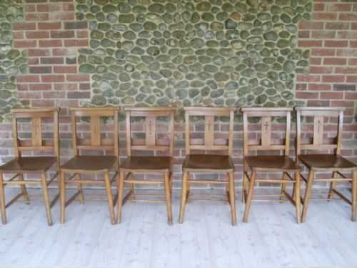 A Set of 6 Victorian Chapel Chairs