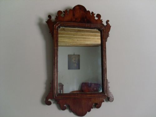 A Small Georgian Yew Fret Mirror
