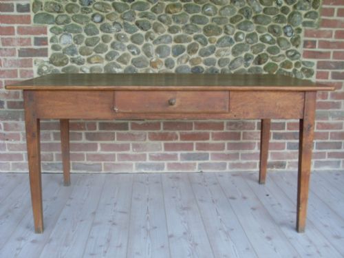 A 19thc French Elm and Pine Kitchen Table