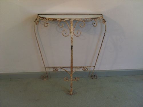 An Iron Mirror Topped Console Table