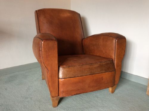 A Vintage French Leather Armchair