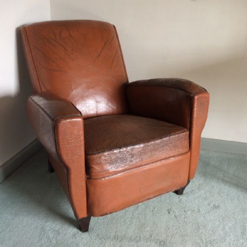 A Vintage French Leather Club Chair