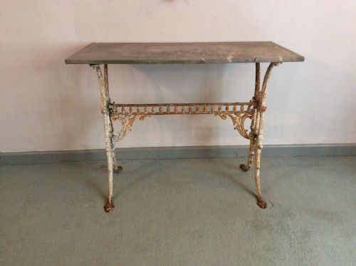 A French Cast Iron Based Marble Topped Conservatory Table