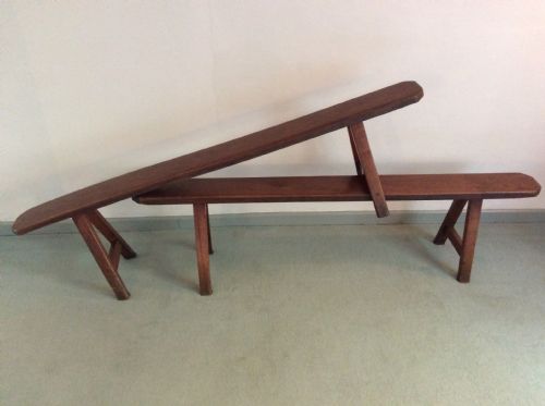 A Good Pair of French Cherry Wood Benches