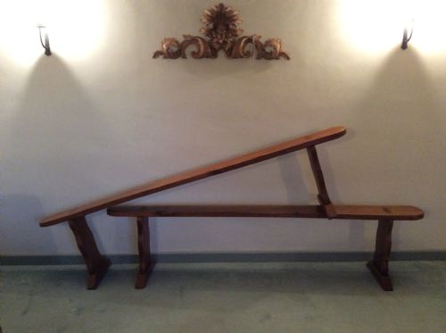 A Pair of French Cherry Benches 201cm Long