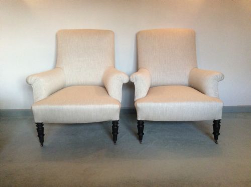 A Pair of French Upholstered Armchairs