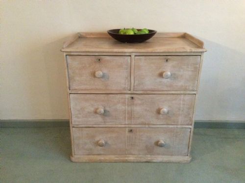 A Lime Waxed Victorian Pine Chest of Drawers