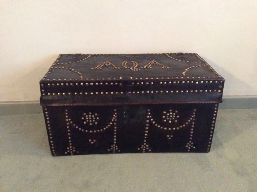 An 18thc Leather Studded Trunk
