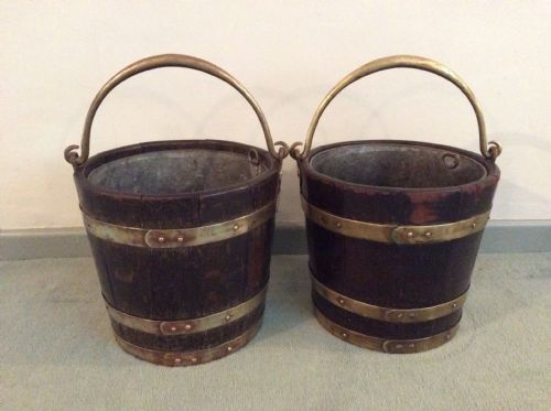 A Near Pair of Antique Peat Buckets