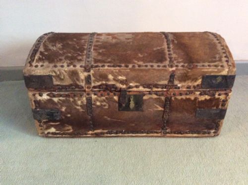 A Very Original 18thc Deer Skin Trunk