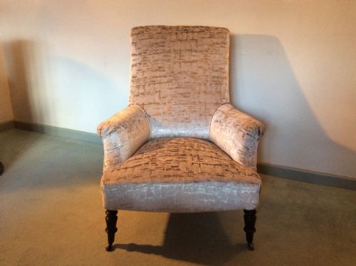 A French Velvet and Linen Covered Armchair
