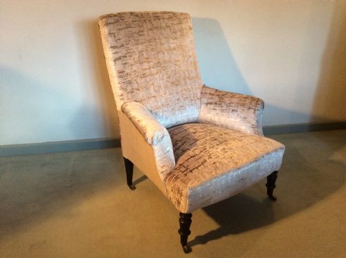 fig 1. A French velvet and linen covered armchair