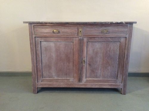 A French Limed Oak Marble Top Cupboard