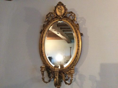 A Gilded Victorian Girondole Mirror