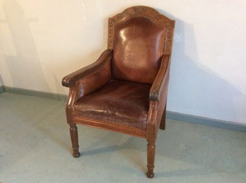 A Leather Covered Throne Chair