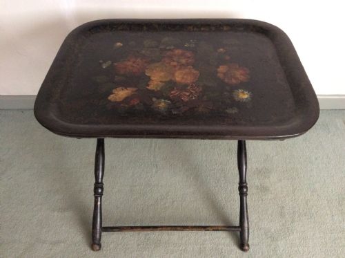 A Floral Painted Toleware Tray