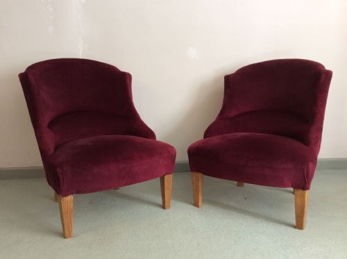A Pair of Late 19thc French Slipper Chairs