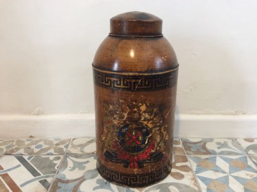 A Large19thc Crested Toleware Tea Canister