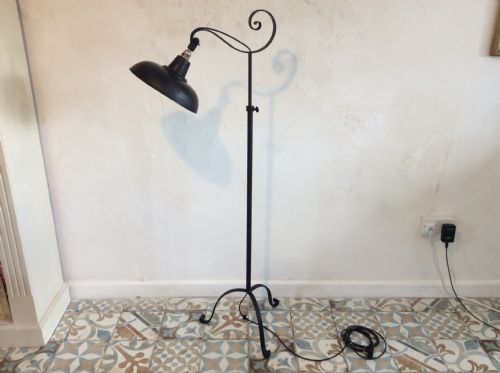 A Circa 1920'S Wrought Iron Adjustable Floor Lamp