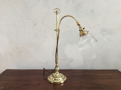 An Edwardian Adjustable Brass Desk Lamp