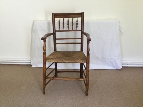 An 18thc Rush Seat Spindle Back Chair
