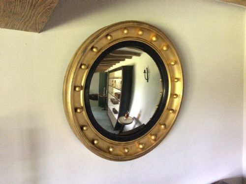 19thc 59cm Round Convex Wall Mirror