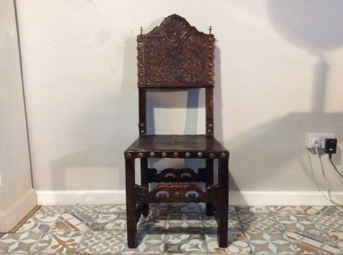 A 17thc Spanish Walnut Hall Chair