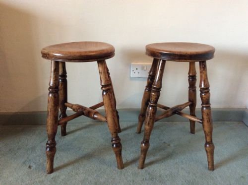 A Pair of Similar Kitchen Country Stools