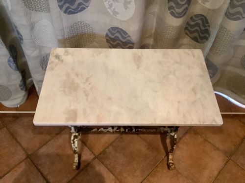 A 19THC CAST IRON MARBLE TOP GARDEN CONSOLE TABLE - ADDITIONAL PHOTO 3