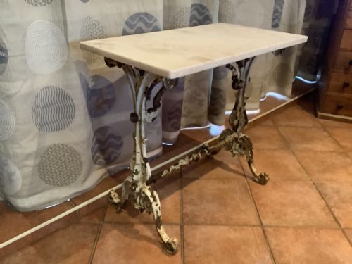 A 19THC CAST IRON MARBLE TOP GARDEN CONSOLE TABLE - ADDITIONAL PHOTO 4