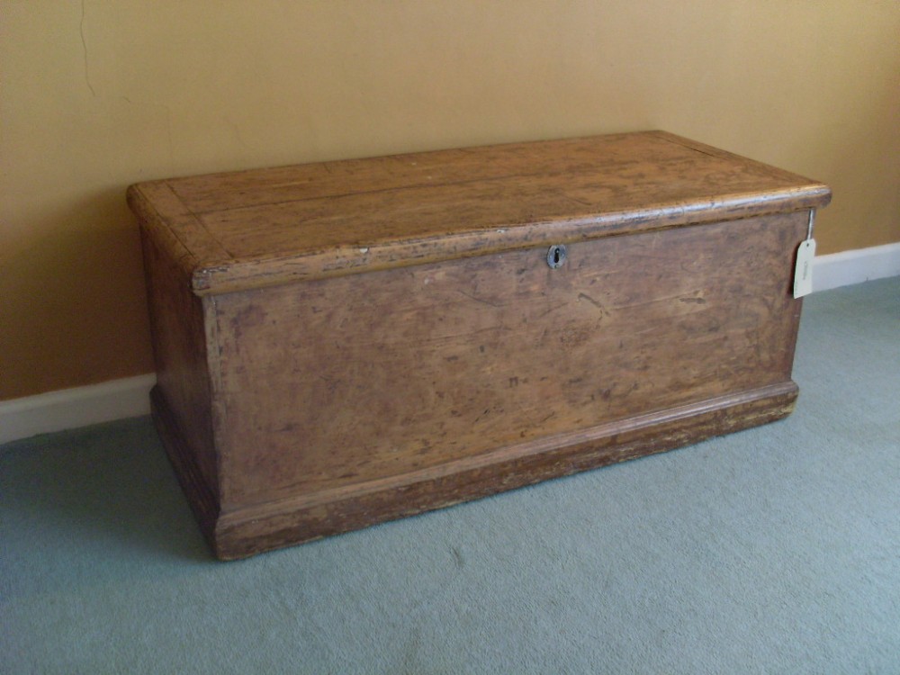 A 19thC pine scumble painted trunk