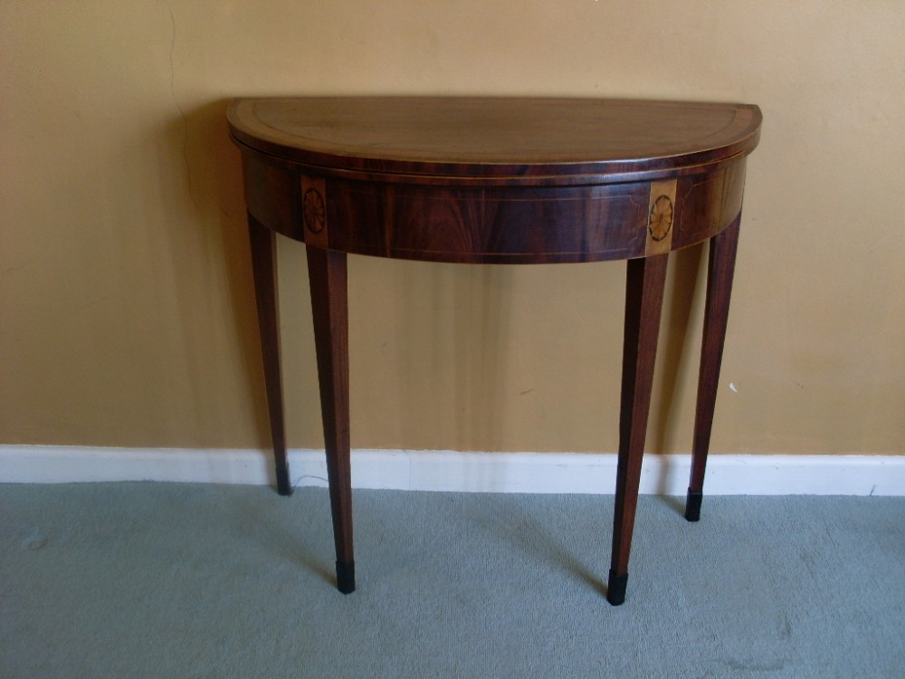 A Sheraton period demilune tea table