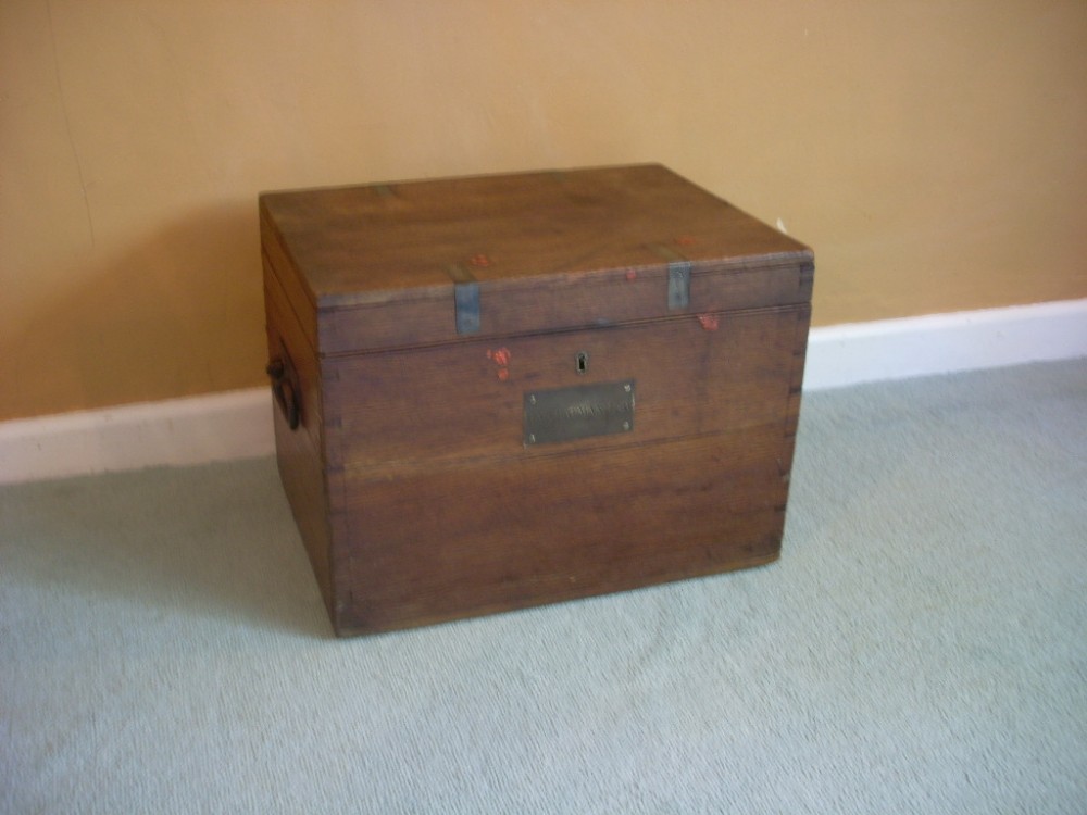 A small 19thC oak silver trunk