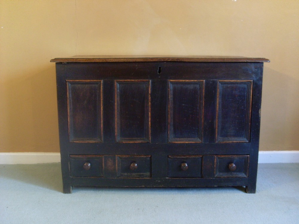 An 18thC oak mule chest of the perfect size