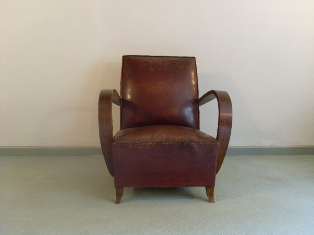 A 1930's French leather Art Deco chair