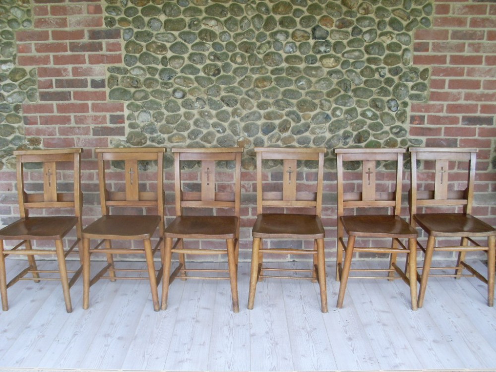 A set of 6 Victorian Chapel chairs