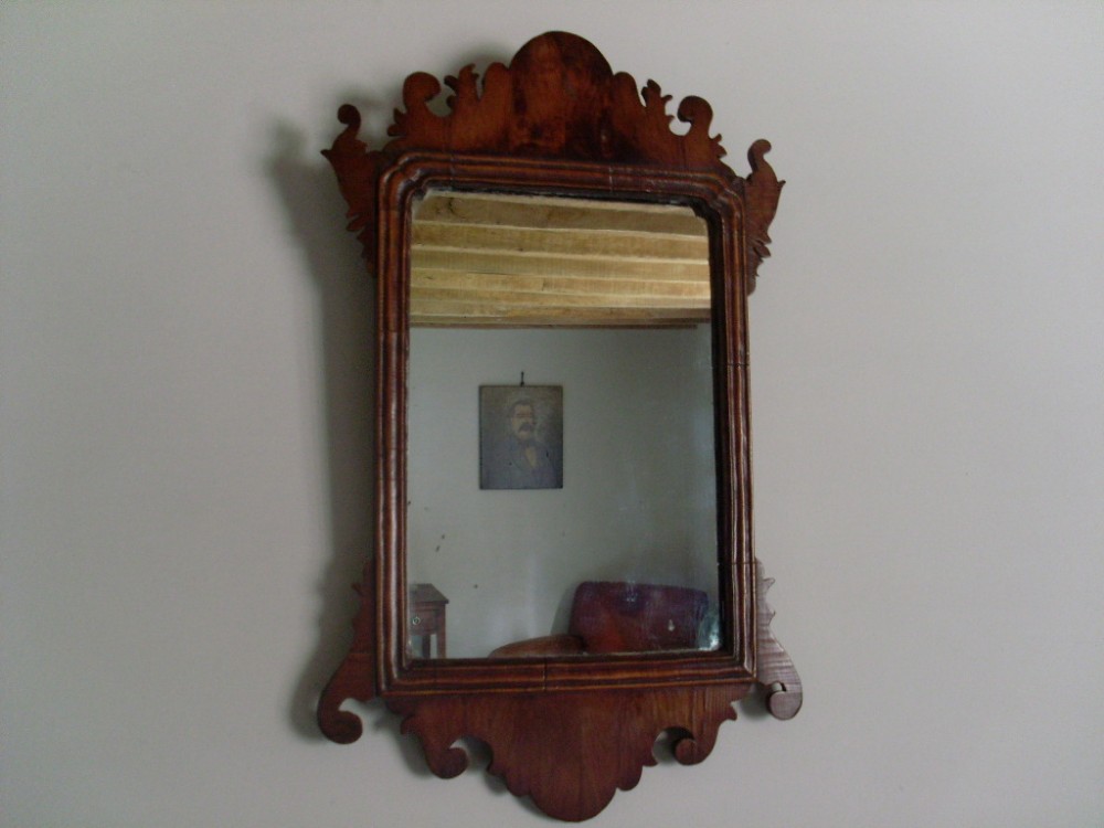 A small Georgian yew fret mirror