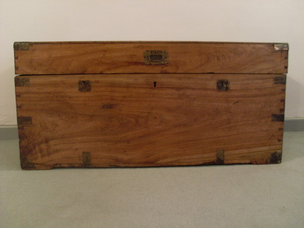 A 19thC military camphor brass capped trunk
