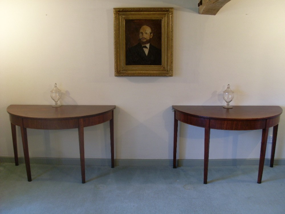 A pair of Geo III console hall tables 48'' wide