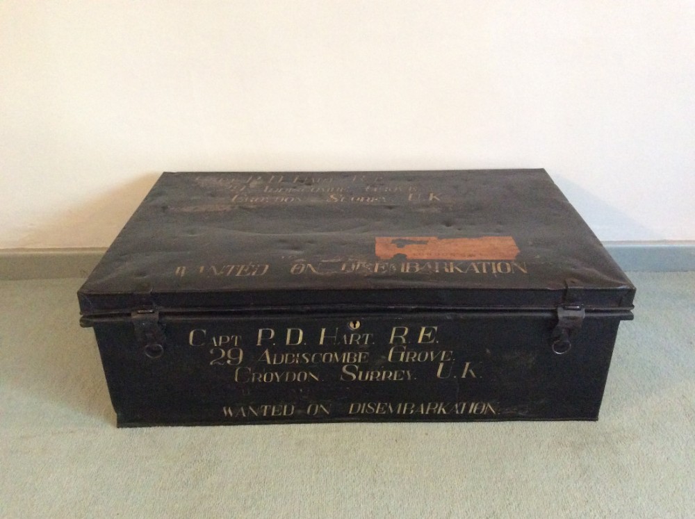 A 19thC metal military trunk