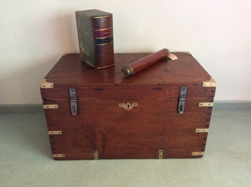 A colonial brass bound campaign trunk View X